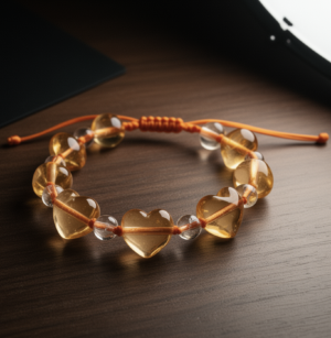 AmourGlow Heart Amber Crystal Bracelet