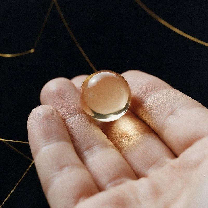 Single HALOGLAS bead module in palm